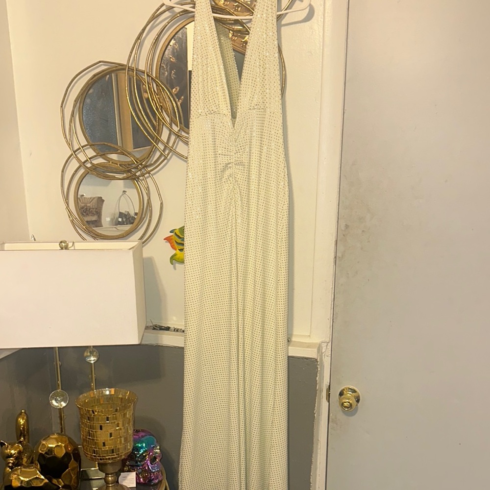 Elegant Cream Halter Dress